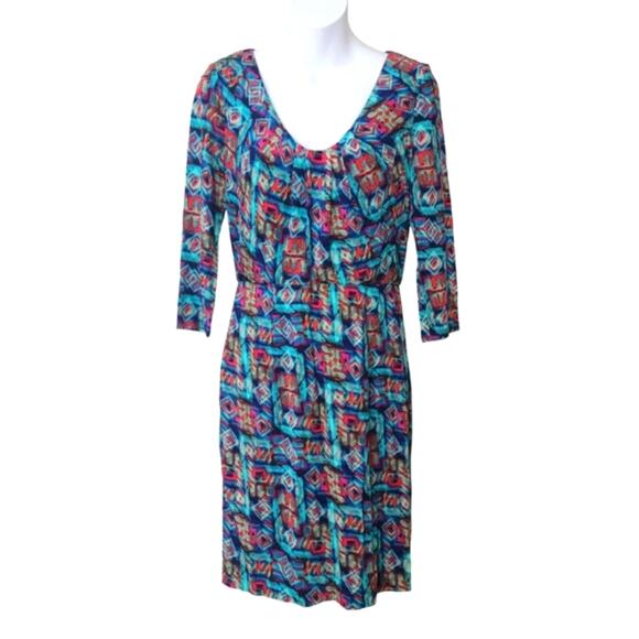 MARC NEW YORK ANDREW MARC 3/4 Sleeves Geometric Print Bodycon Mini Dress Size 8 - Picture 1 of 11